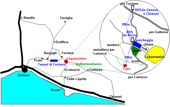 Cartina per arrivare alla casa di Lagomarsino